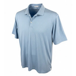 Peter Millar Summer Comfort Polo Golf Shirt Mens XXL Blue Horseshoe Geometric